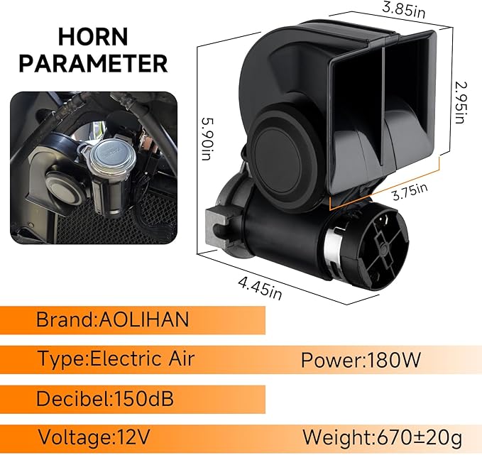 Air Horn for Truck, Super High Pitched Train Horn for Car, Waterproof Snail - Image 3