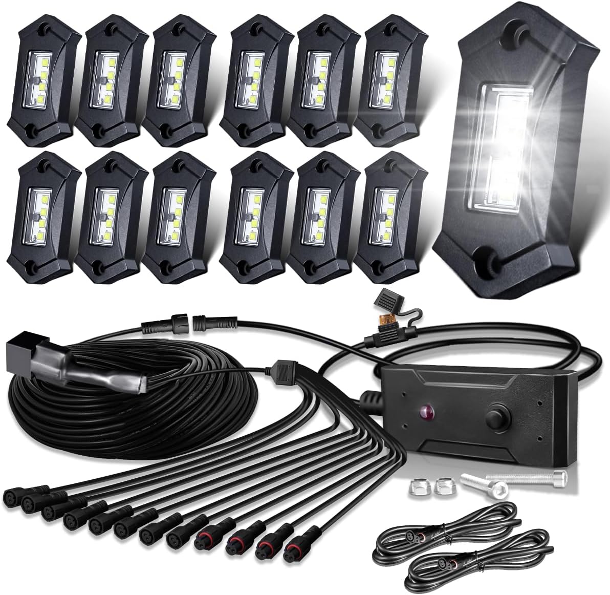 R3 White LED Rock Lights Kit 12PCS