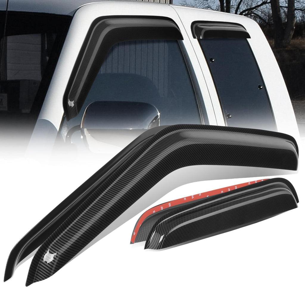 Auto Dynasty Set of 4 Carbon Fiber Pattern Window Visors Compatible