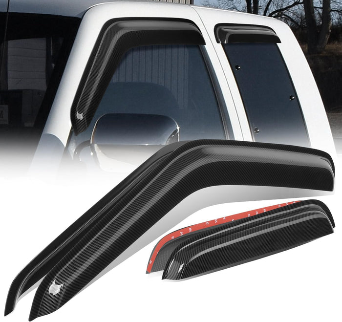 Auto Dynasty Set of 4 Carbon Fiber Pattern Window Visors Compatible