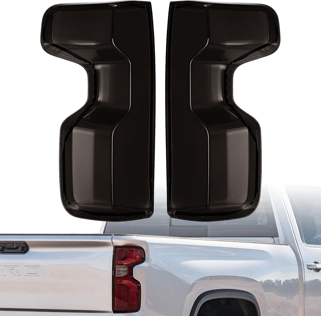 Taillight Protector Covers Compatible with Chevrolet Silverado 2019-2025, Gen 4 ABS Smoked Black Tail Light Protective Bezels, Custom-Fit Rear Taillight Shell Accessories (2PCS)