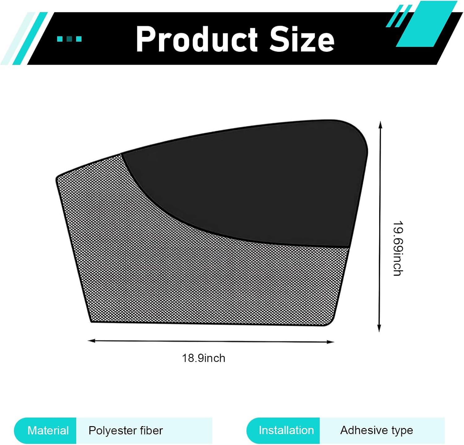 2 PCS Car Window Shades, Magnetic Double Layer Side Window Sun Shades, Full Shade Half See-Through Front Window Covers, Universal for Most Cars, Trucks, SUVs (Black)