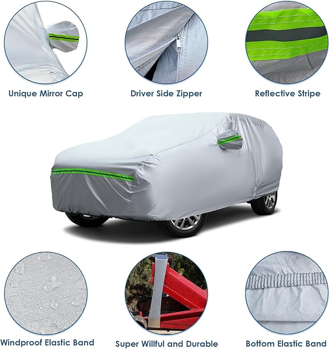 AUQDD 6-Layers Premium Sedan Car Cover Waterproof All Weather Weatherproof UV - Image 3