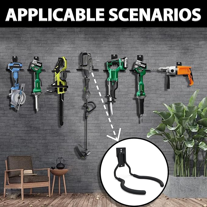 3-H Weed Eater Hanger 2 Pack, 2 Garden Hose Holder, 2 Screw in Hooks, Utility - Image 4