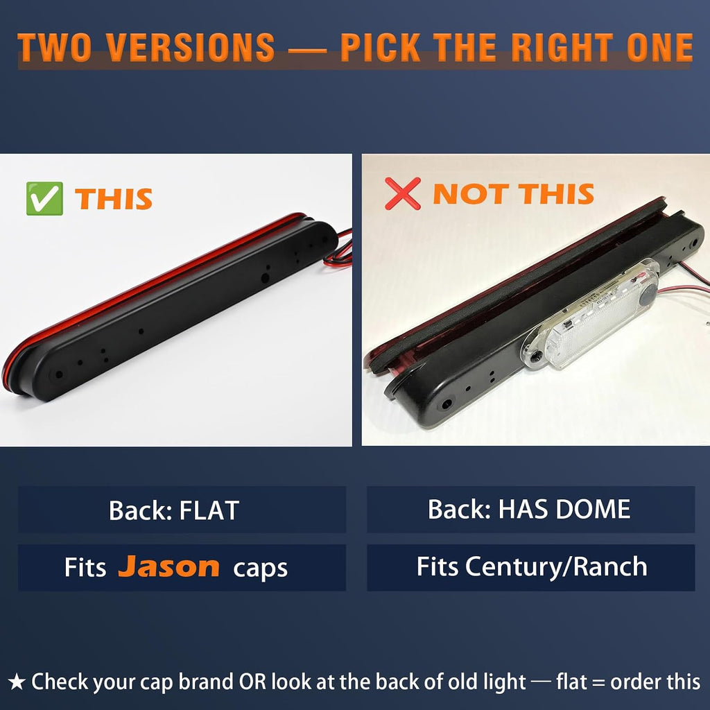 LED 3rd Brake Light Only (No Dome Light) for Truck Cap Topper Camper Shell 10 Inch Flush Mount Design Replace AT-LED-28X30-01 Fits Jason Truck Caps
