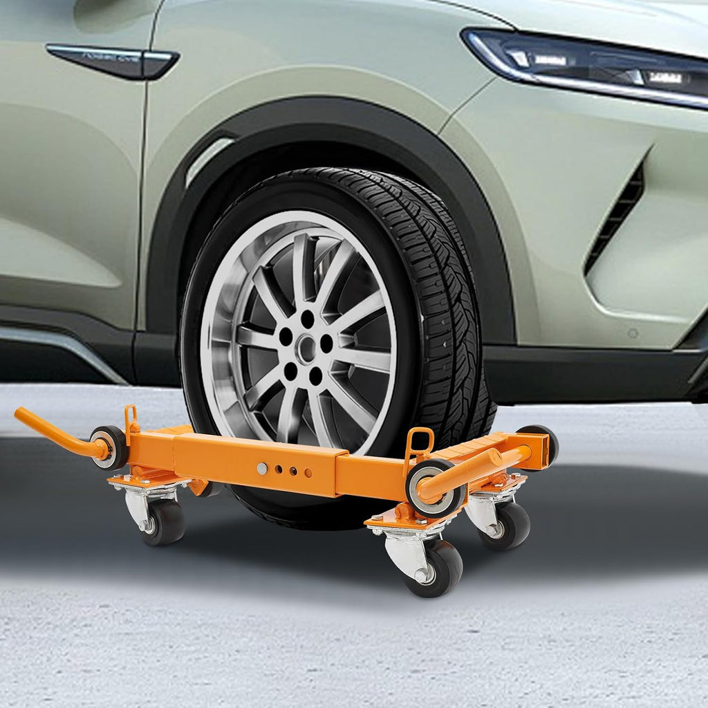 Car Wheel Dolly Jack, 1T/2204lbs Yellow Wheel Dolly Skates, Truck RV Trailer Jack Dolly Ratcheting Foot Pedal Lift Hydraulic Tire Jack,Car Moving Tool for Auto Repair Moving
