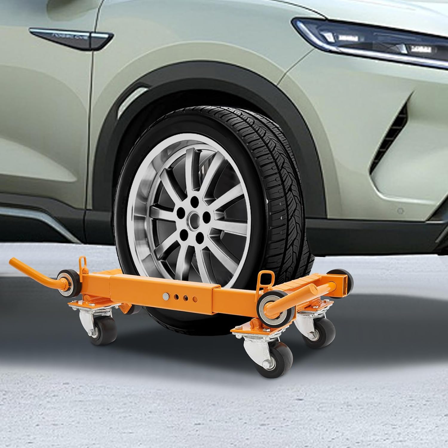 Car Wheel Dolly Jack, 1T/2204lbs Yellow Wheel Dolly Skates, Truck RV Trailer Jack Dolly Ratcheting Foot Pedal Lift Hydraulic Tire Jack,Car Moving Tool for Auto Repair Moving
