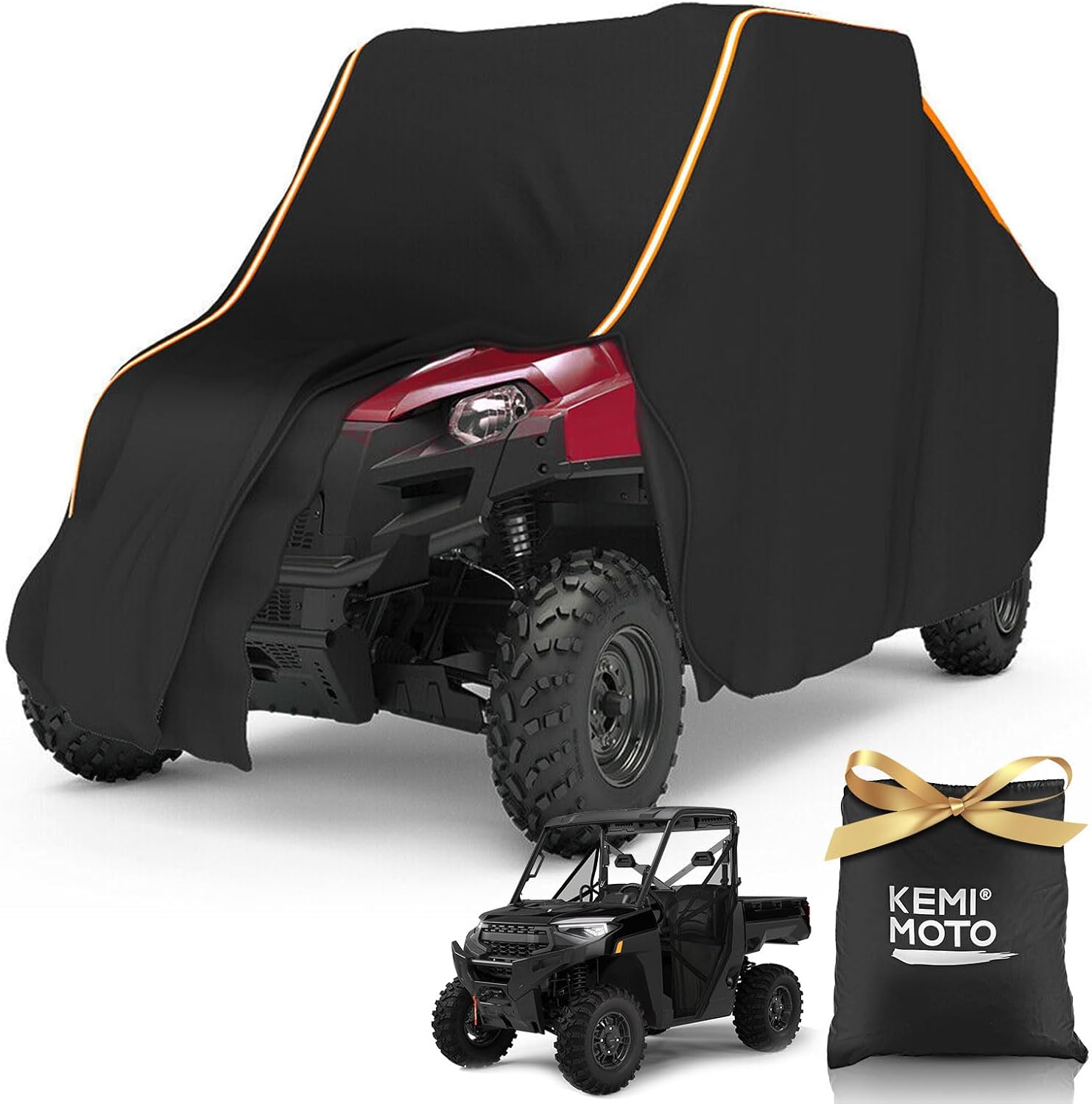 KEMIMOTO UTV Cover 2 Seater All-Weather Protection, Compatible with Polaris Ranger XP 1000/ Mule/Pioneer/Wolverine/CFMOTO UForce, Ranger Cover 2-3 Seater PU Oxford Cloth Windproof Medium Size