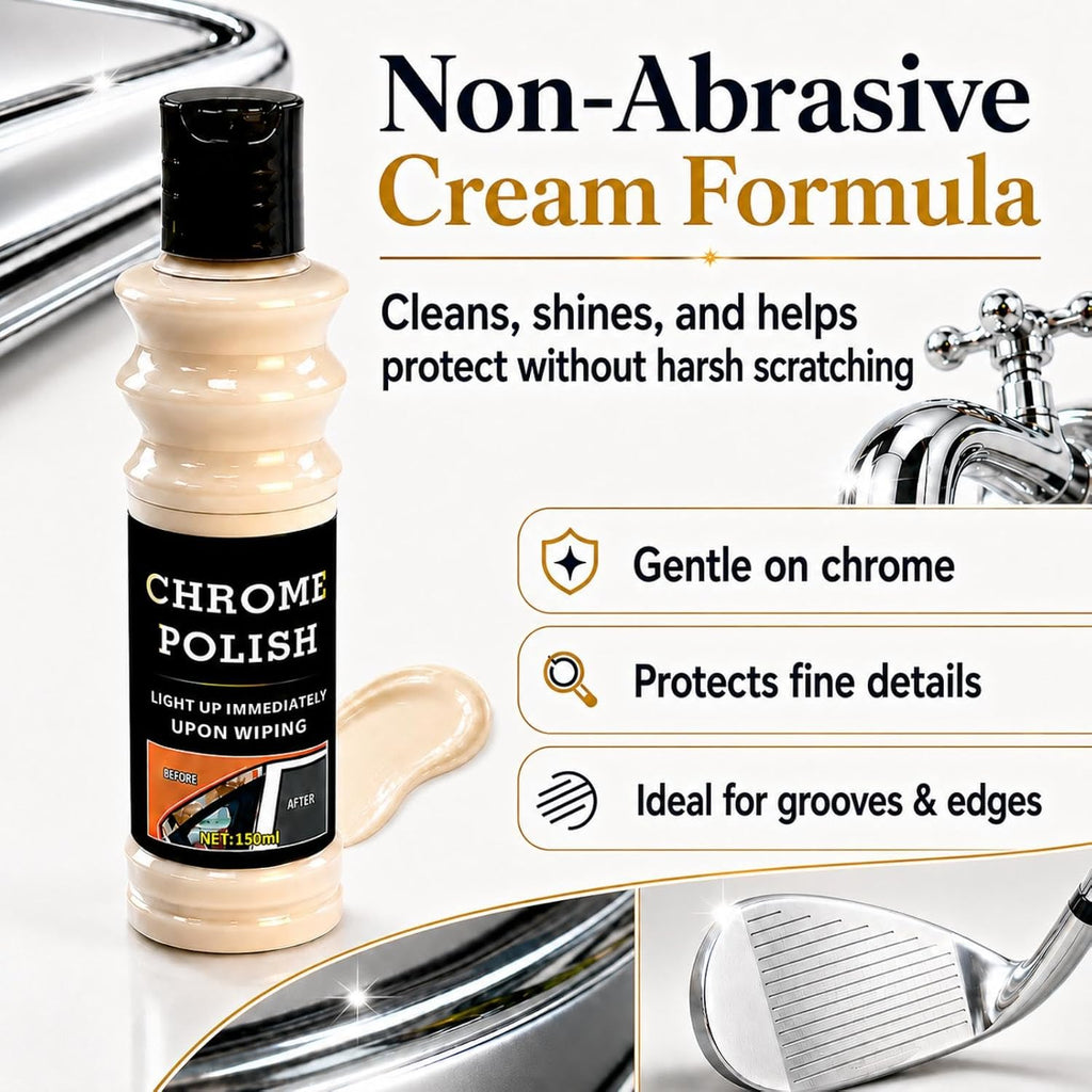 Metal Polish Paste with Brush, Chrome Cleaner and Rust Remover, 5.1 Fl Oz | Helps Remove Rust, Oxidation, Tarnish, Light Scratches, and Grime from Car Wheels, Rims, Golf Clubs, and Home Metal Surfaces