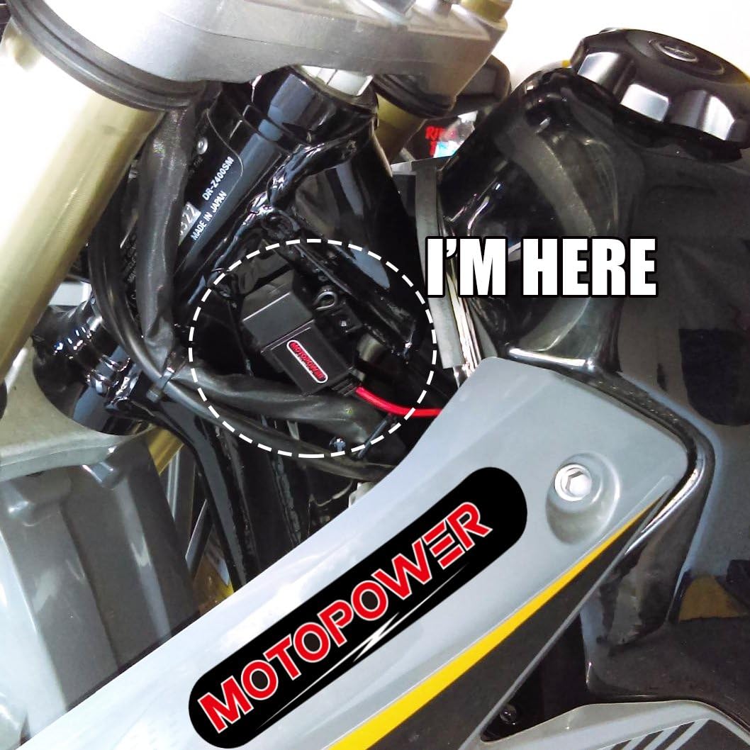 MOTOPOWER MP0609A 3.1Amp Motorcycle USB Port Kit SAE to USB Adapter On Motorcycle
