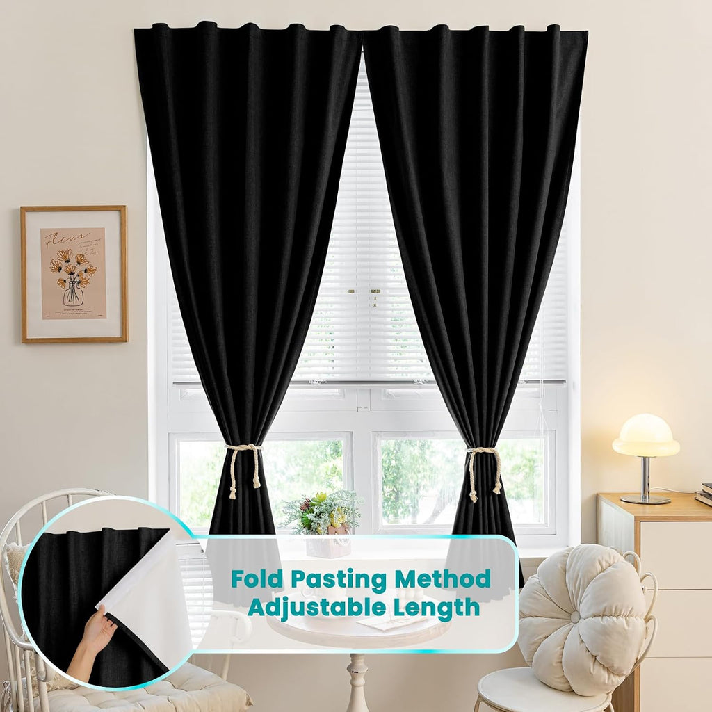 100% blackout adhesive blackout curtains- self stick shades on a desk or shelf