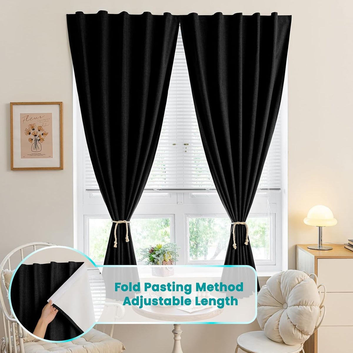 100% blackout adhesive blackout curtains- self stick shades on a desk or shelf
