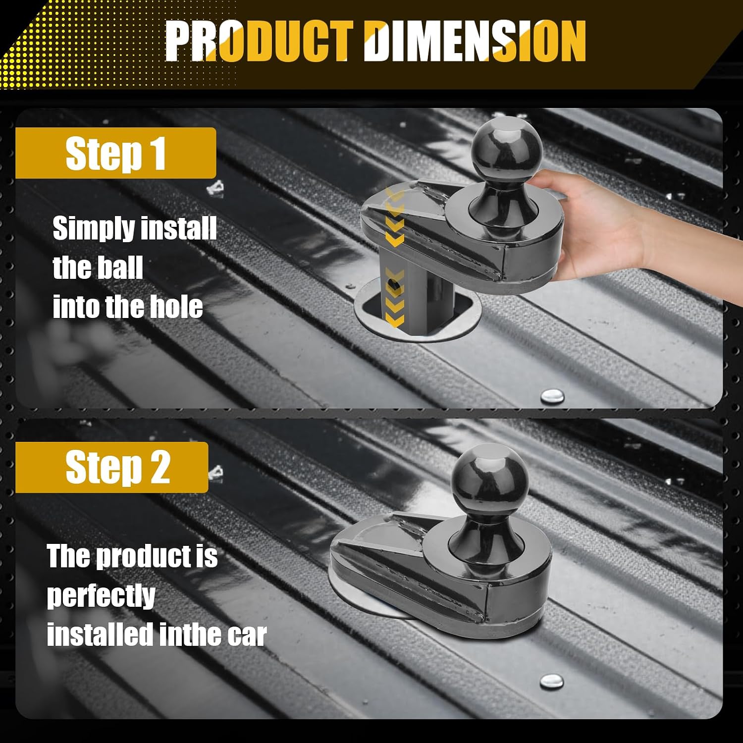 6" Offset Gooseneck Ball Extender, 2-5/16" Hitch Ball, 25,000 lbs GTW / 5,000 lbs VTW, Cab Clearance Solution for Short Bed Trucks, Reinforced Rib Structure, Polyurethane Stabilization System