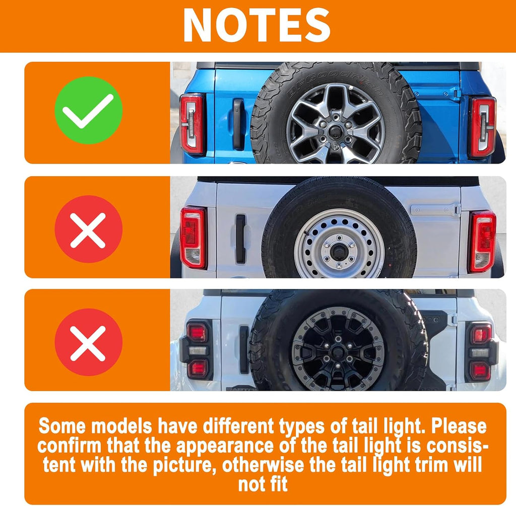 for Bronco Smoked Tail Light Covers & 3rd Brake Light Cover for Bronco 2021+ Smoked Black Exterior Accessories 3pcs(Not fit Base/Big Bend/Raptor/Heritage Edition/Black Diamond)