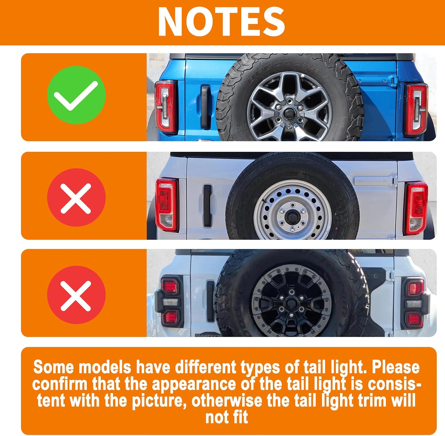 for Bronco Smoked Tail Light Covers & 3rd Brake Light Cover for Bronco 2021+ Smoked Black Exterior Accessories 3pcs(Not fit Base/Big Bend/Raptor/Heritage Edition/Black Diamond)