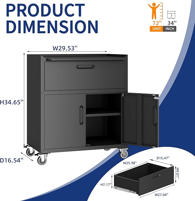 Metal Tool Cabinet, Garage Storage Cabinet System, Wall Cabinet & Locking - Image 4