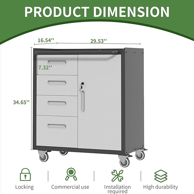 Metal Tool Cabinet, Garage Storage Cabinet System, Wall Cabinet & Locking - Image 2