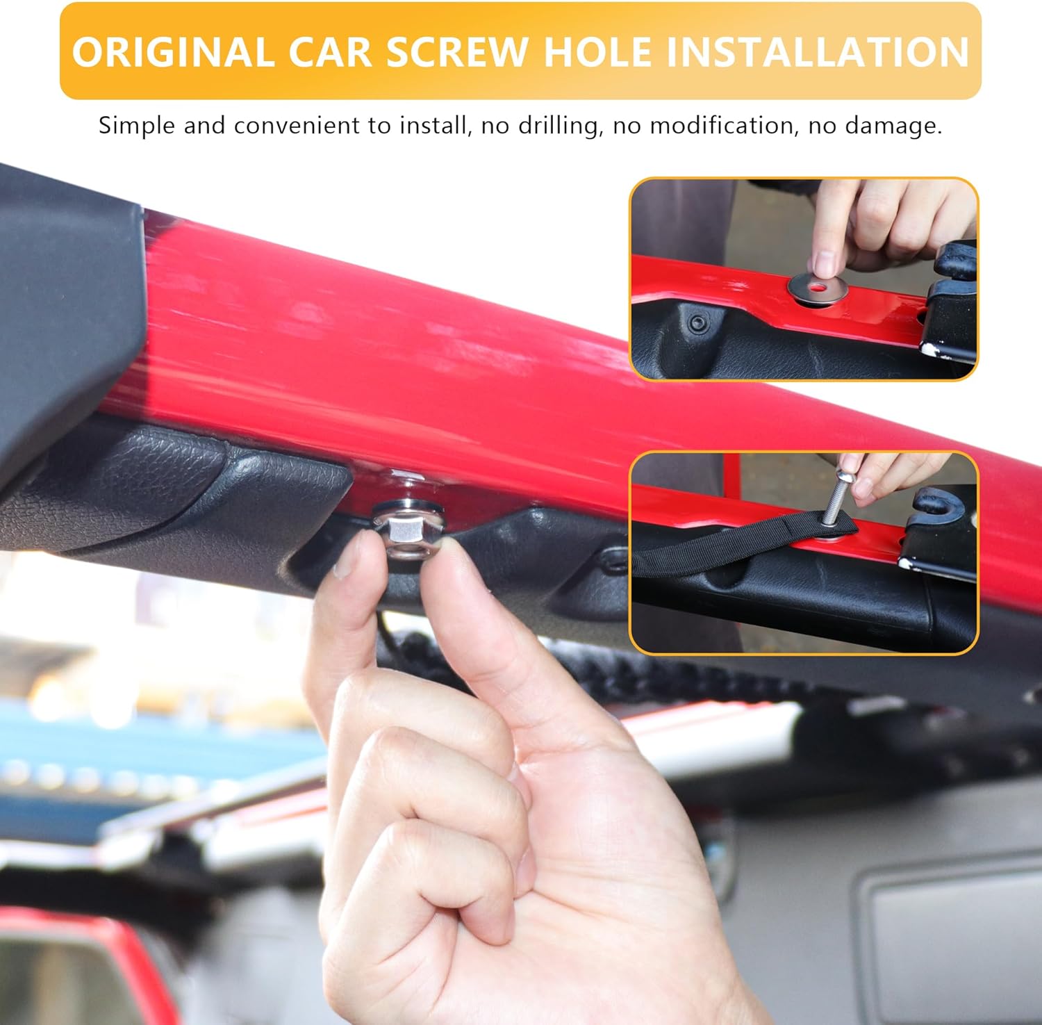 Front Rear Door Roll Bar Grab Handles Compatible with 2024 2025 Jeep Wrangler JL 4 Door 4XE Gladiator JT Interior Accessories Paracord Grip Handle, Keep Airbag Function, 4 Pack Black Classic