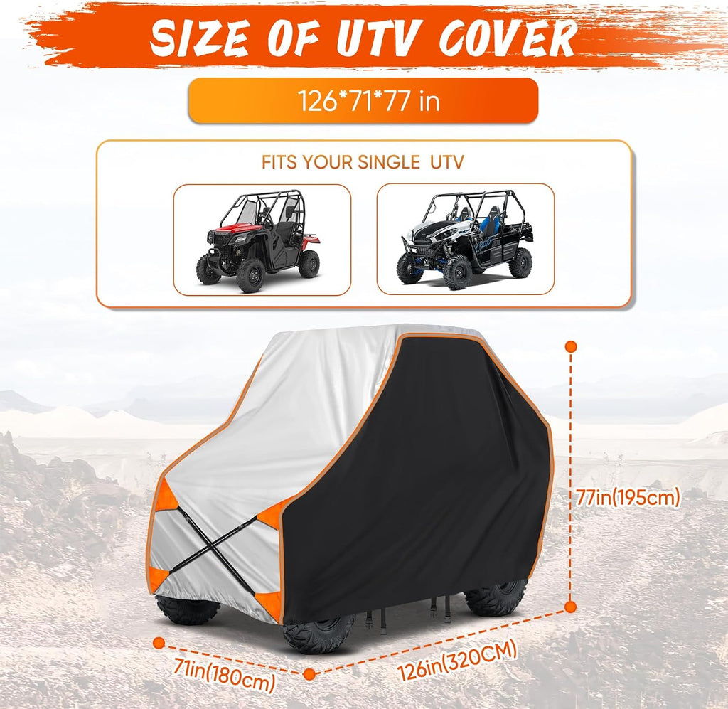 NEVERLAND UTV Cover 2 Seater Waterproof - Upgrade Windproof Design for Side By Side Cover Compatible with RZR Polaris Ranger Yamaha Rhino Can-Am Commander Defender Honda Pioneer (126" x 71" x 77")