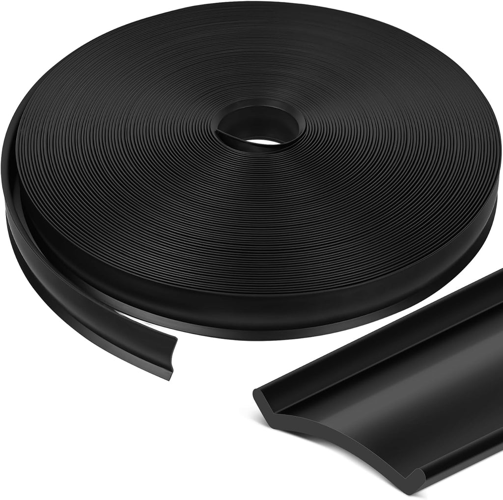 1" RV Trim Molding Insert, 100 FT Heavy Duty RV TPE Trim Molding Weather Stripping Exterior Replacement, Waterproof Screw Cover Corner for Camper Travel Trailer Boat Channel, Black