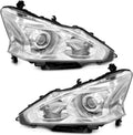 WEELMOTO Halogen Headlights for 2013-2015 Altima 4Dr Sedan Headlight Assembly Pair Replacement for 13 14 15 Altima Chrome Housing Clear Reflector (DOES NOT FIT XENON/HID)