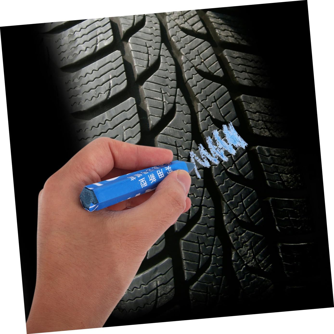Luxshiny 6-pack Wax Marker Pens for Car Tires, Waterproof Tire Marking Pens for Repairs, Blue, Automotive Use