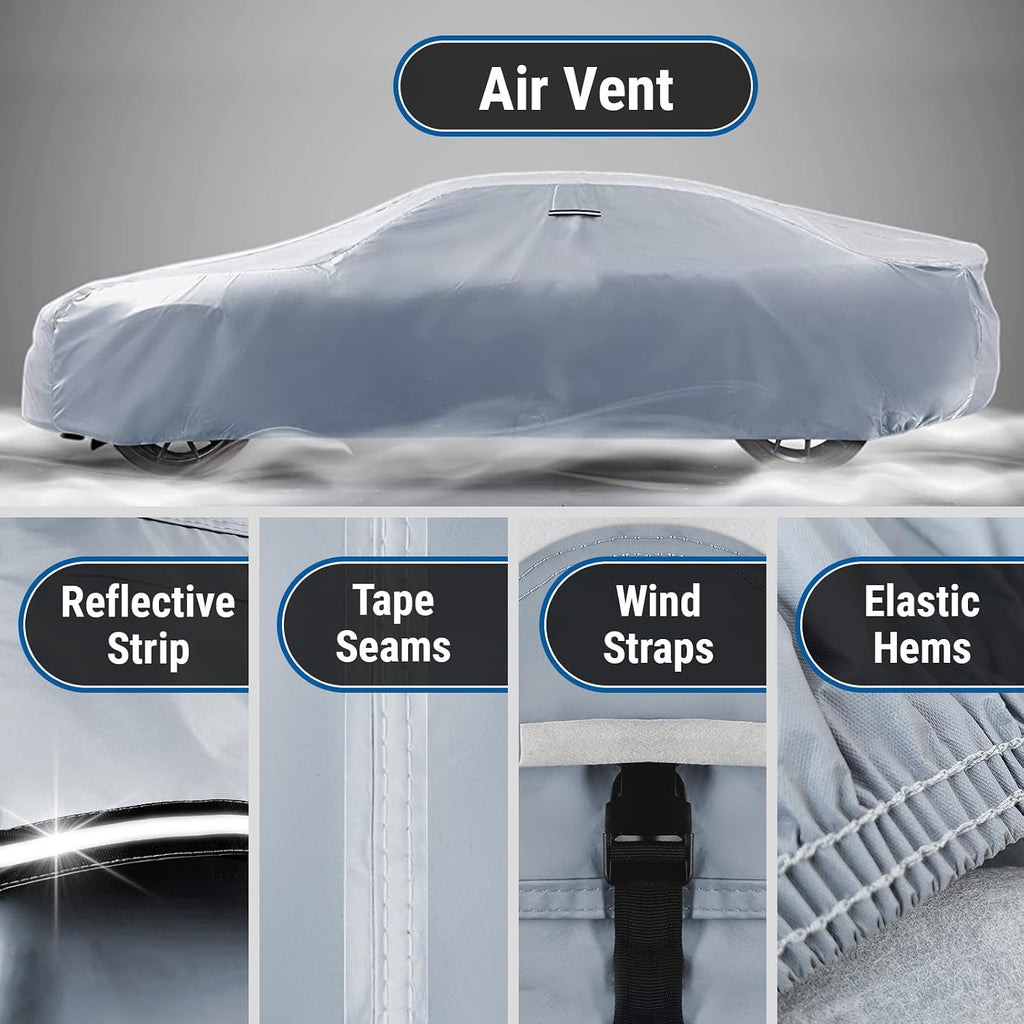 icarcover car cover waterproof all weather for 1975-1977 showing dimensions