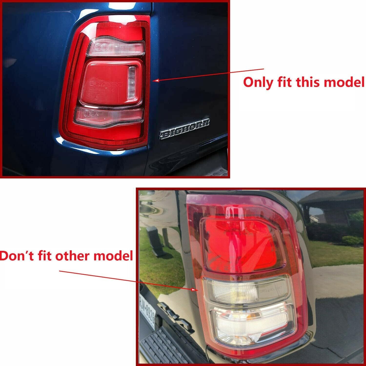 Carbon Fiber ABS Rear Tail Light Cover Trim for Ram 1500 2019-2021