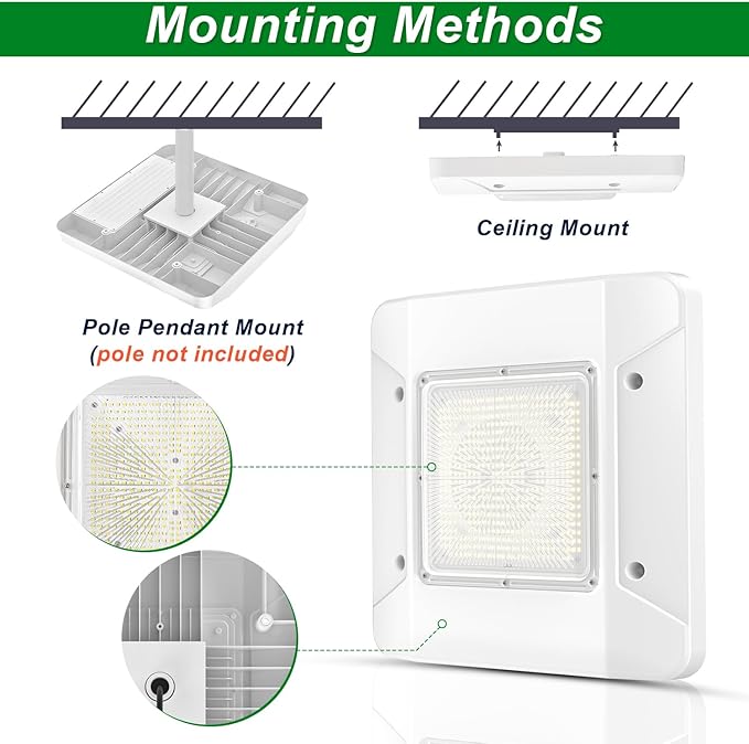 OSTEK 2 Pack LED Gas Station Canopy Light, 150W Carport Ceiling Light 5700K - Image 3