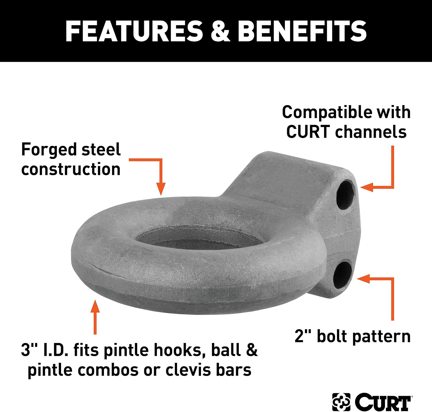 Curt Manufacturing 48600 12000 Gtw - 3 in Adjustable Eye Adjustable Base