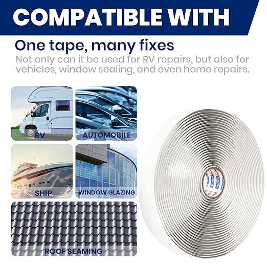 ADHES Premium Butyl Sealant Tape 1" x 30 'x 1/8", 2 Rolls Gray Butyl Rubber - Image 3