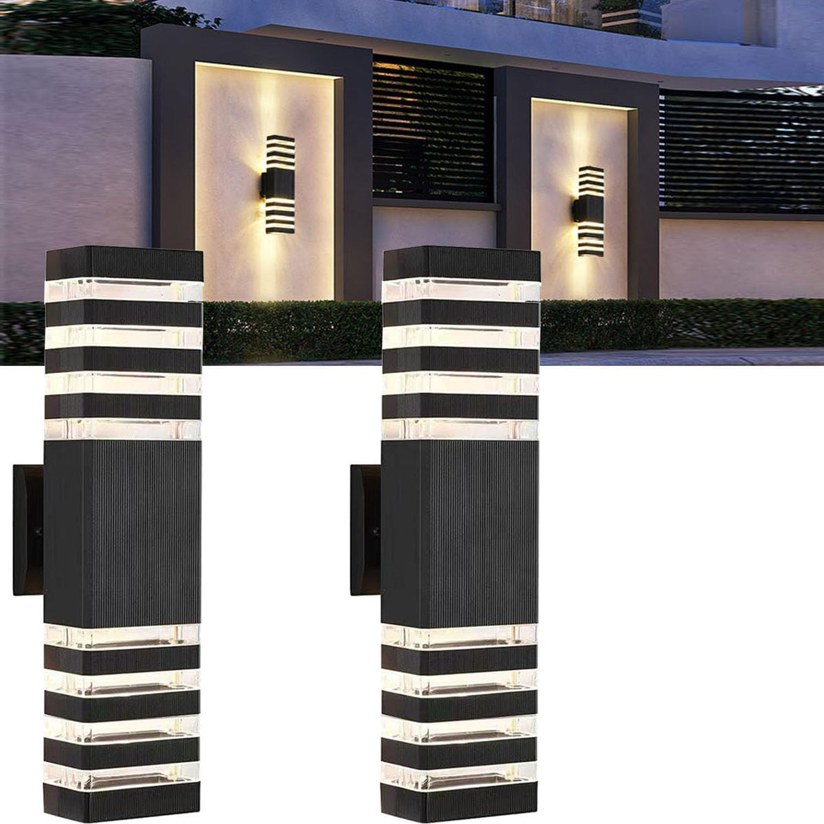 18inch LED Square Up & Down Wall Lights, 24W Outdoor Wall Light 4000K Day White