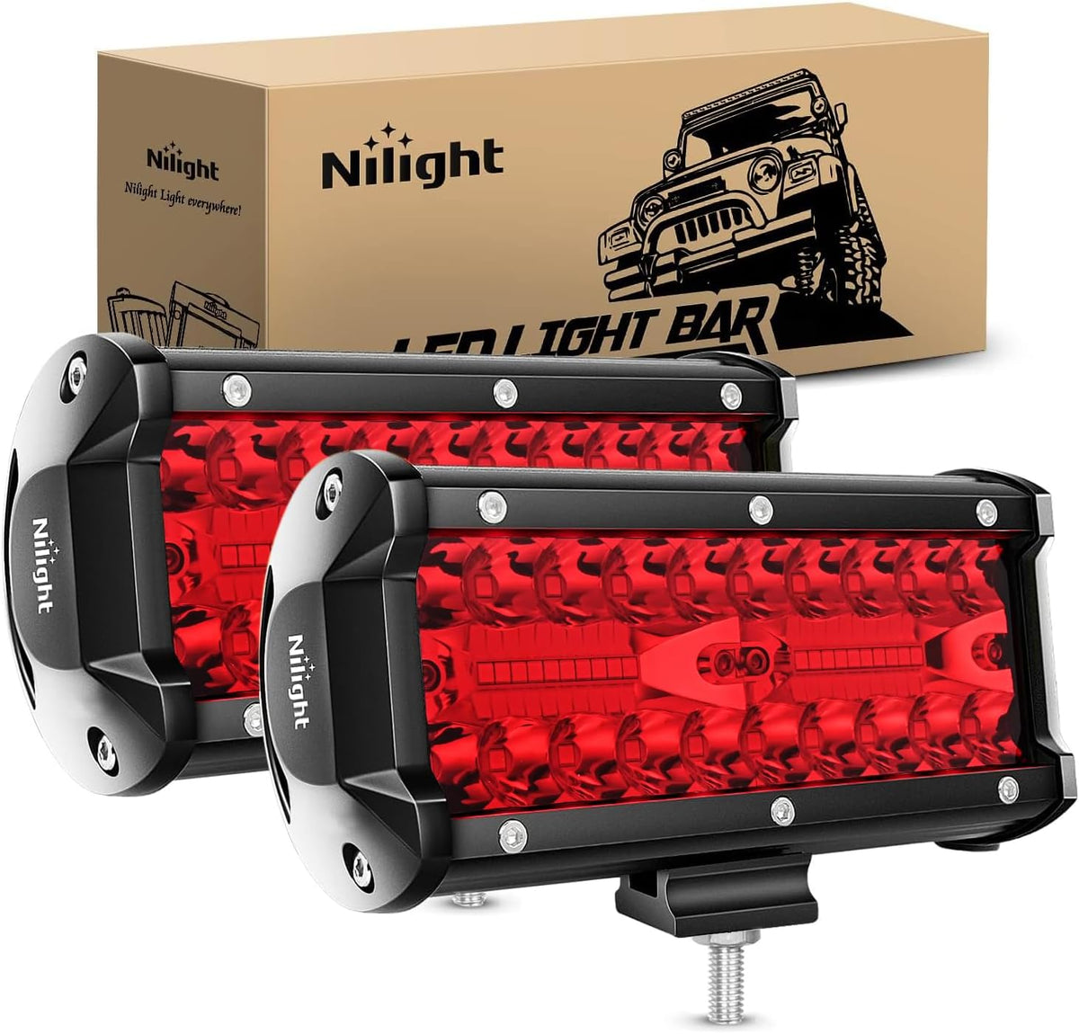 nilight 6.5 inch led light pod red triple, main product view