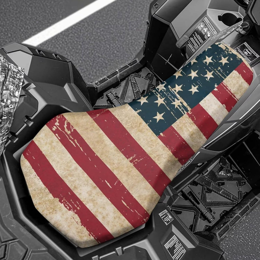 Howilath 4th of July ATV Seat Cover Water-Resistant Non-Slip Motorcycle Seat Cover Four Wheeler Accessories Compatible with Polaris Scrambler 400 500 850 1000 & Honda Rancher 420