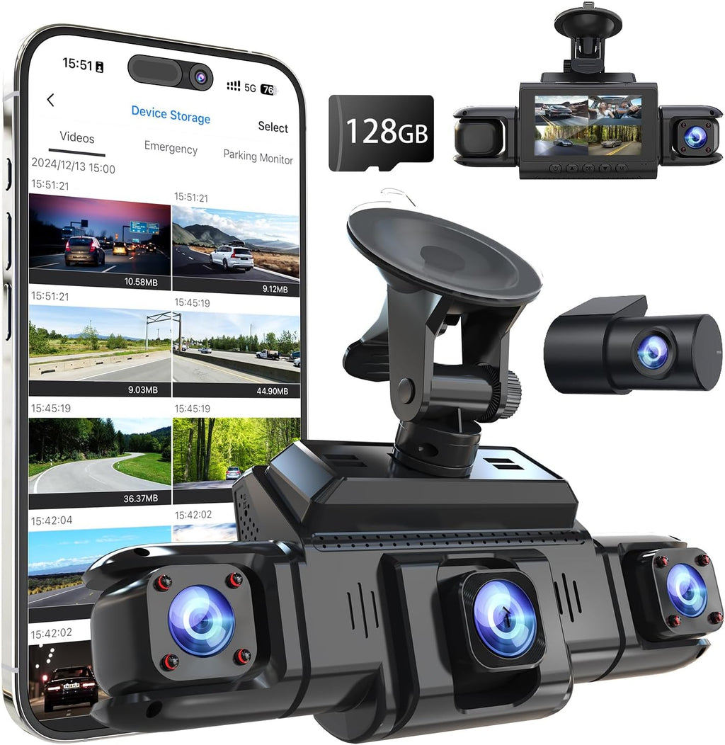 360 view 4 channel dash cam front and, main product view
