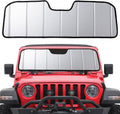 Windshield Sun Shade Compatible with Jeep 2018-2026 Wrangler JL,2020-2026 Gladiator Custom-fit Foldable Sun Visor Window Sunshade with Storage Bag