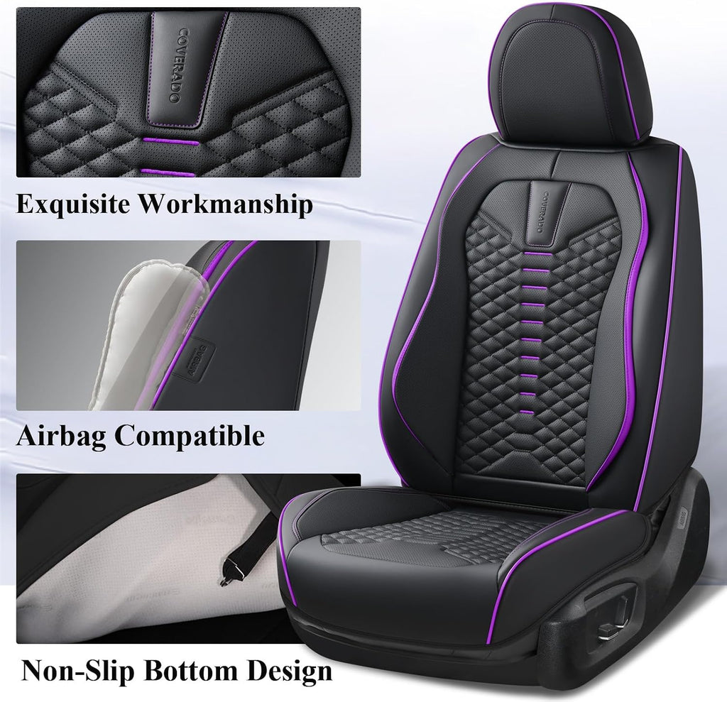 coverado car seat covers front seats, nappa leather shown in use