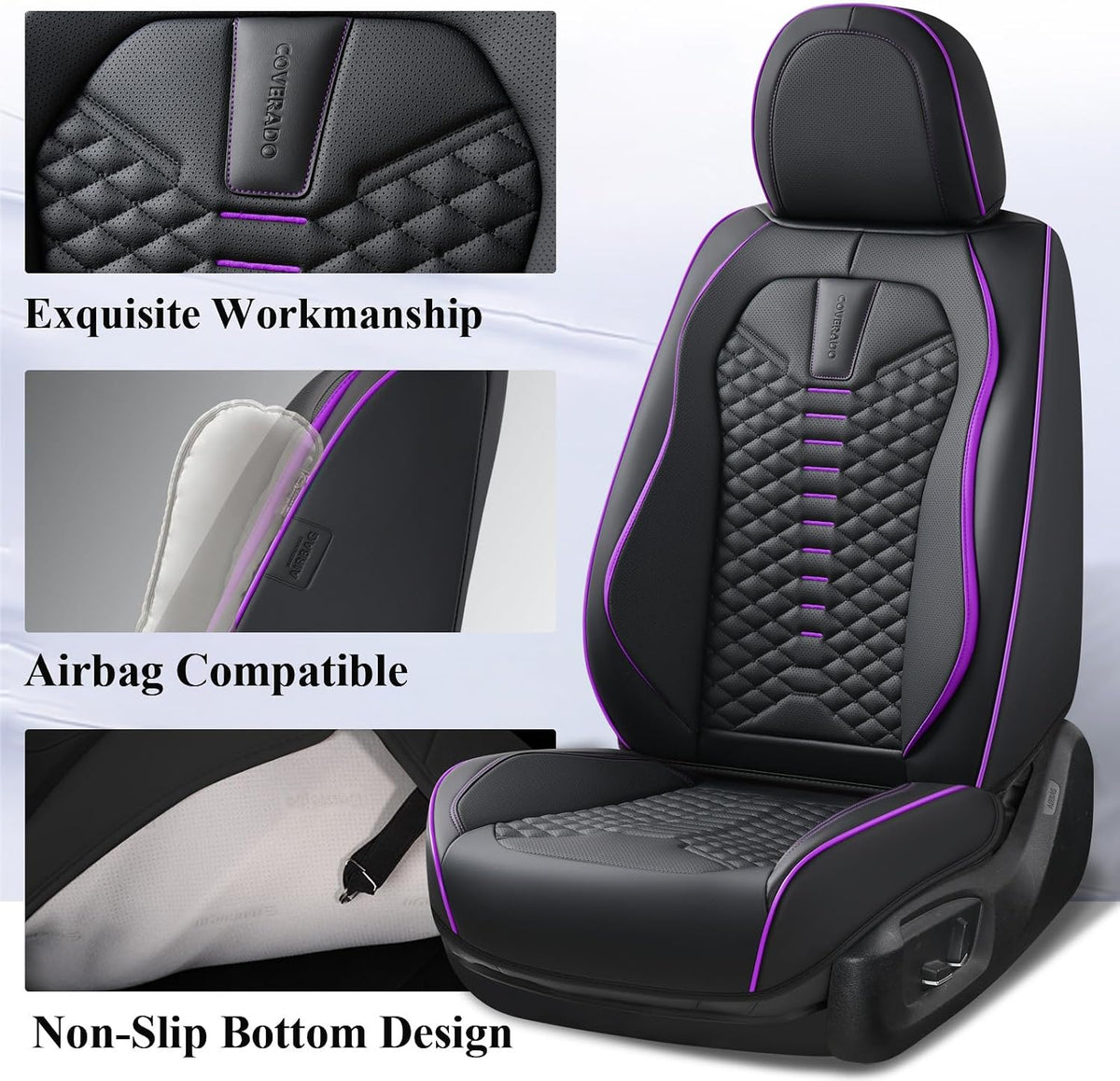 coverado car seat covers front seats, nappa leather shown in use