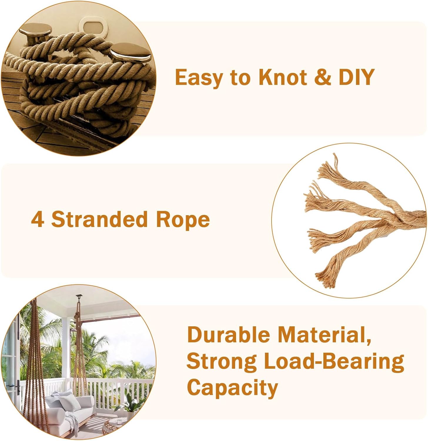 Jute Rope 1.5 Inch x 50 FT, Hemp Rope Twisted Heavy Duty, Perfect for Home Decor, Crafts, Landscaping, Cat Scratching Posts, DIY Projects