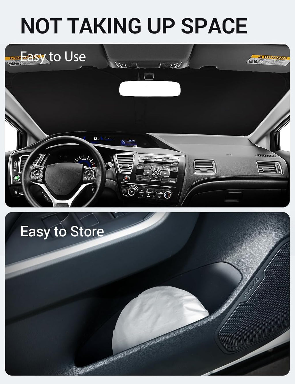 Proadsy 2026 Upgrade Windshield Sun Shade Custom Fit 2012-2015 Civic Foldable Front Sunshade Protector Sun Visor Blocks UV Rays Keep Car Cooler