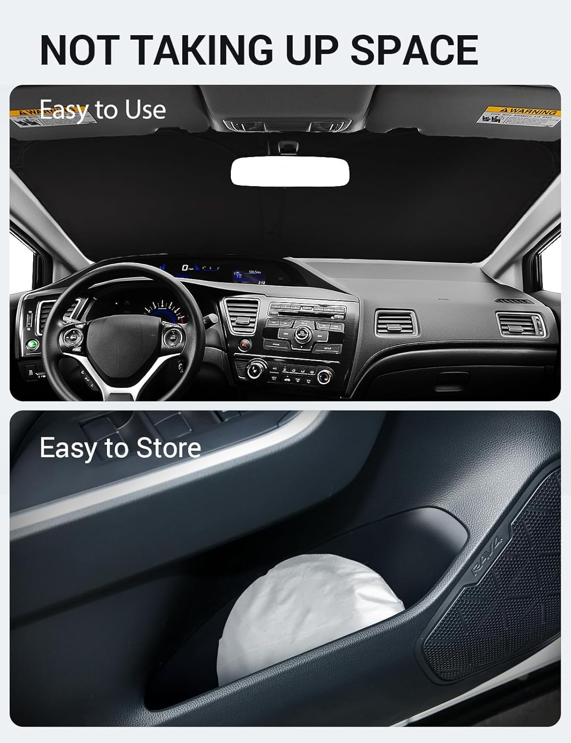 Proadsy 2026 Upgrade Windshield Sun Shade Custom Fit 2012-2015 Civic Foldable Front Sunshade Protector Sun Visor Blocks UV Rays Keep Car Cooler