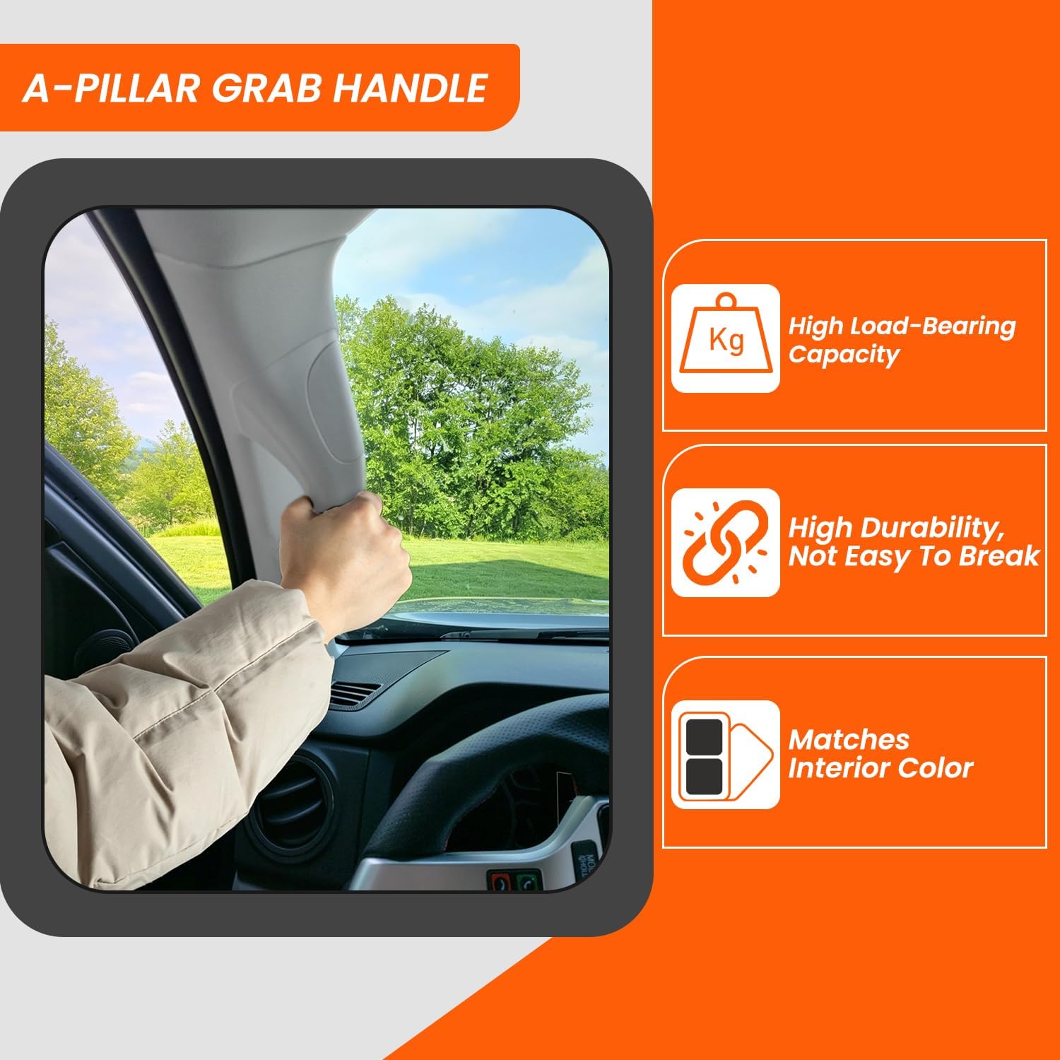 Driver Side A-Pillar Grab Handle Compatible with 2007-2022 Toyota Tundra Sequoia Interior Front Pillar Garnish Trim Panel Assist Handle Replaces 62220-0C050-B0 62220-0C060-B0 (Gray)