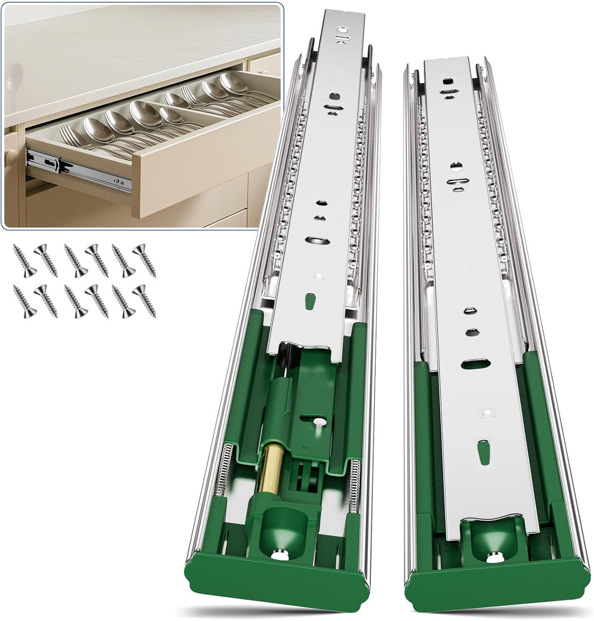 6 pairs 22 inch soft close drawer slides, main product view