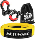 METOWARE Heavy Duty Tow Strap Recovery Kit - 3" x 20ft(35,000lbs) Tree Saver Winch Strap + 3/4" D Ring Shackles(2pcs) + Storage Bag - Truck, SUV, ATV Off Road Towing Strap Kit
