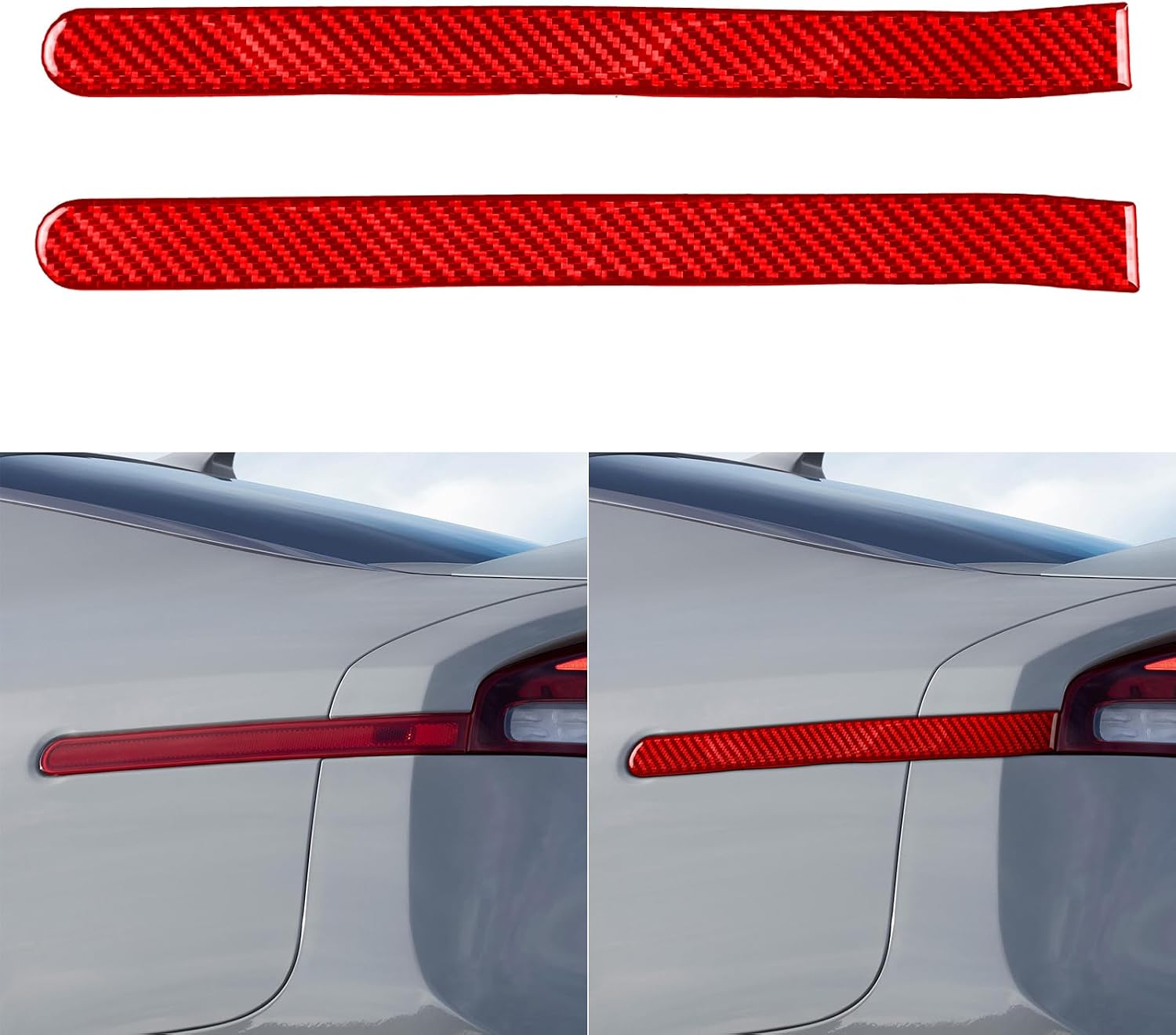 NVCNX Real Premium Carbon Fiber Accessories Compatible with KIA Stinger GT 2018-2023 2019 2020 2021 2022 Car Tail Light Cover Decal Decoration Exterior Trim Sticker Red
