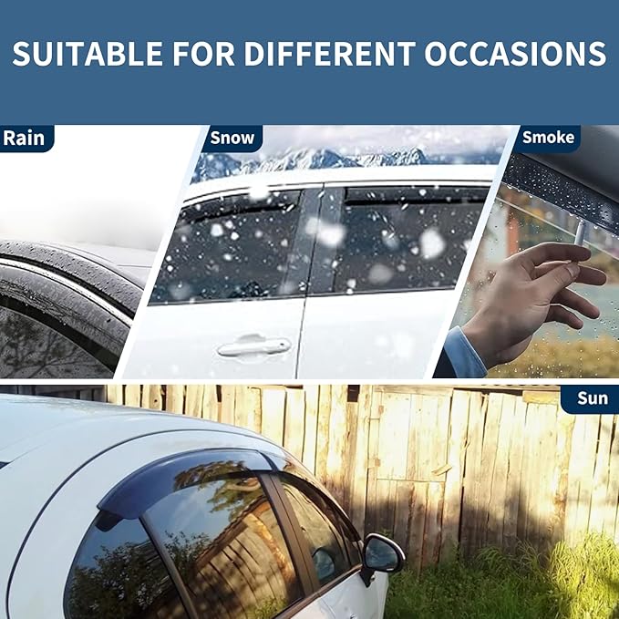 4PCS Rain Guards Fit for Honda Odyssey 2005-2010, Front & Rear Window Visors - Image 4