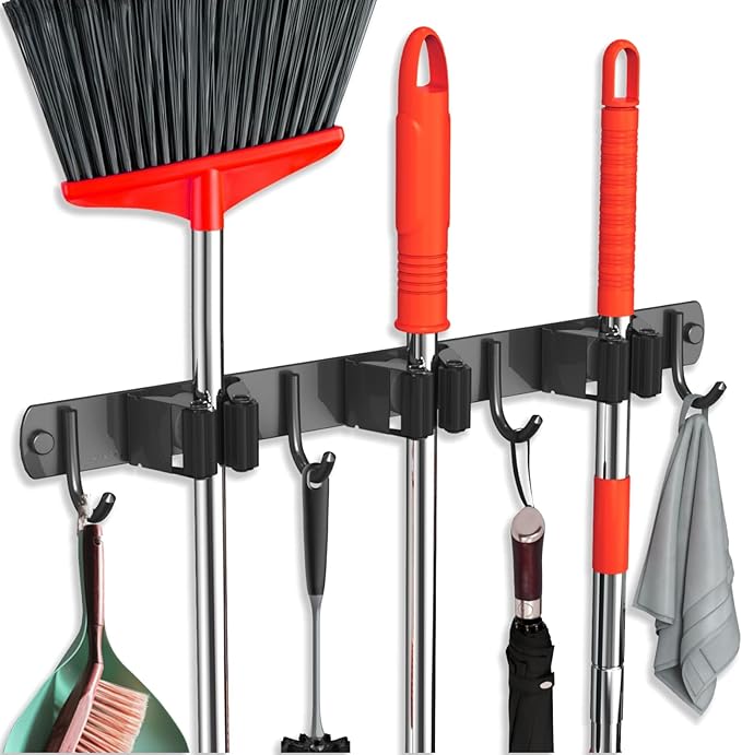 Mop and Broom Holder Wall Mount, Upgraded Broom Hanger Wall Mount, Stainless by FODARSAI