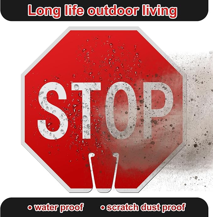 Geetery 3 Pcs Stop Signs 12 x 12 Inches PVC Traffic Cones Top Warning Signs - Image 4