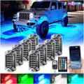 8Pods Full Angle RGB LED Rock Lights Full Kit for Jeep Trucks ATV UTV SXS RZR SUV Golf Cart Offroad Pickup, 240Chip Waterproof Multicolor Underglow Light with APP/RF Remote, Neon Underbody Accent 12V