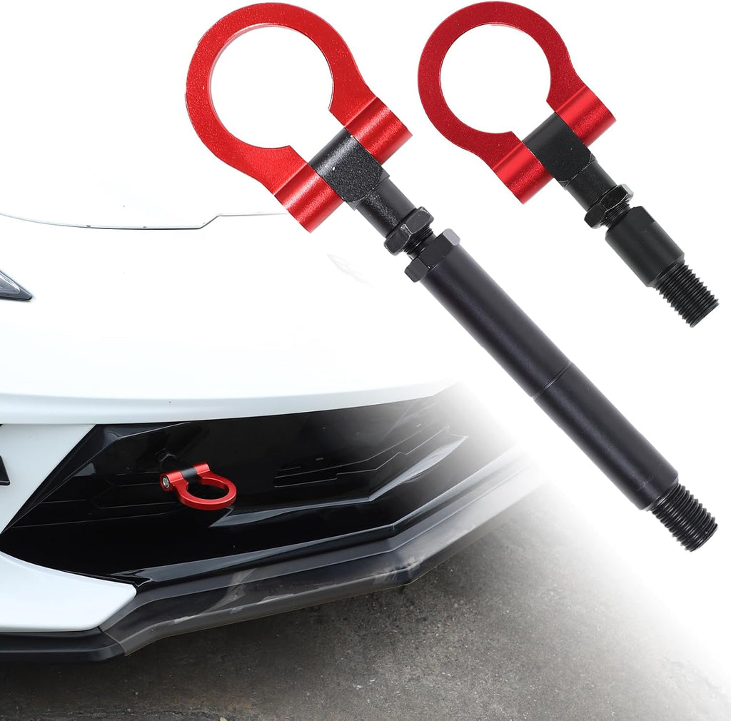 2PCS Front Rear Bumper Tow Hook for Corvette C8 2020-2025 2026 Accessories Heavy Duty Track Racing Style Alloy Steel Front Bumper Mid Engine Trailer Hitch Towing Hooks Pull Ring